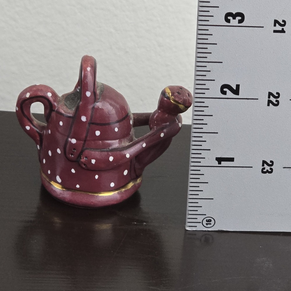 Blue Sky Clayworks Heather Goldminc Burgundy Polka Dot Watering‎ Can Candle 2" - Picture 4 of 4
